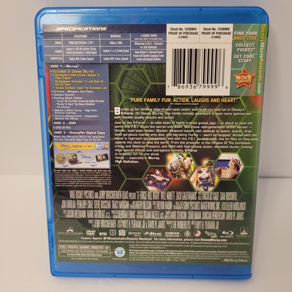 Walt Disney G-Force Blu-Ray/DVD/Digital Copy 3 - Disc Set Movie Pre-Owned - Picture 2 of 5